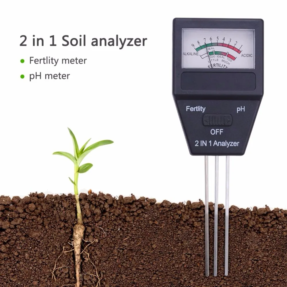 2 in 1 Soil Moisture Sensor Meter Plant Fertile PH Tester with 3 Probes Ideal Instrument For Gardening Indoor Outdoor Tool