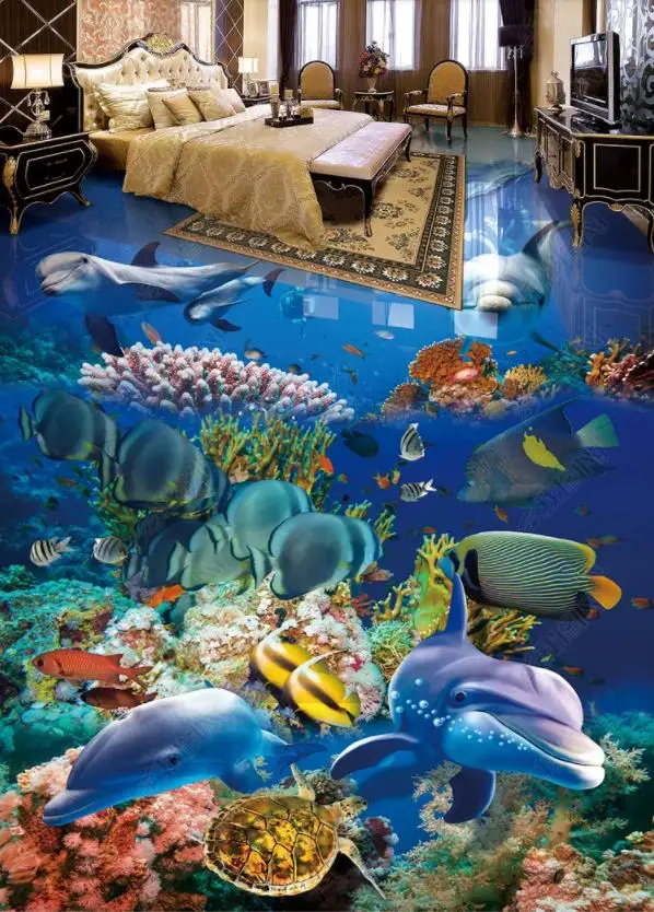 

home improvement 3d flooring custom wallpaper dolphin waterproof wallpaper Used for any Any room flooring wallpaper