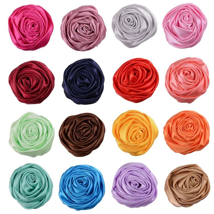 

Yundfly 20PCS Boutique Satin Rolled Rosette Flower Handmade Rose Flower for Baby Girl Headbands Hair Accessory