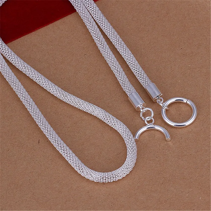 Free shipping Beautiful fashion Elegant silver color jewelry chain cute charm mesh Chain Necklace women lady jewelry  n087