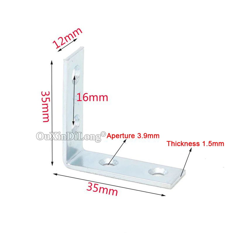 100PCS Thicken Metal Corner Braces 12X35X35mm L Right Angle Board Frame Shelf Support Brackets Reinforcement Connecting Fittings