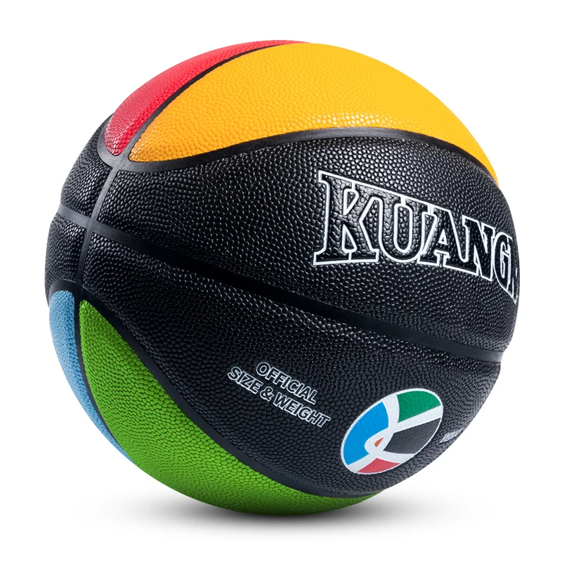 Kuangmi Indoor Outdoor Sports Training Basketball Ball SIZE 3 4 5 6 7 Match PU Leather Professional Free With Net Bag+Pins