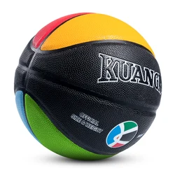 Kuangmi  Indoor Outdoor Sports Training Basketball Ball SIZE 3 4 5 6 7 Match PU Leather Professional Free With Net Bag+Pins