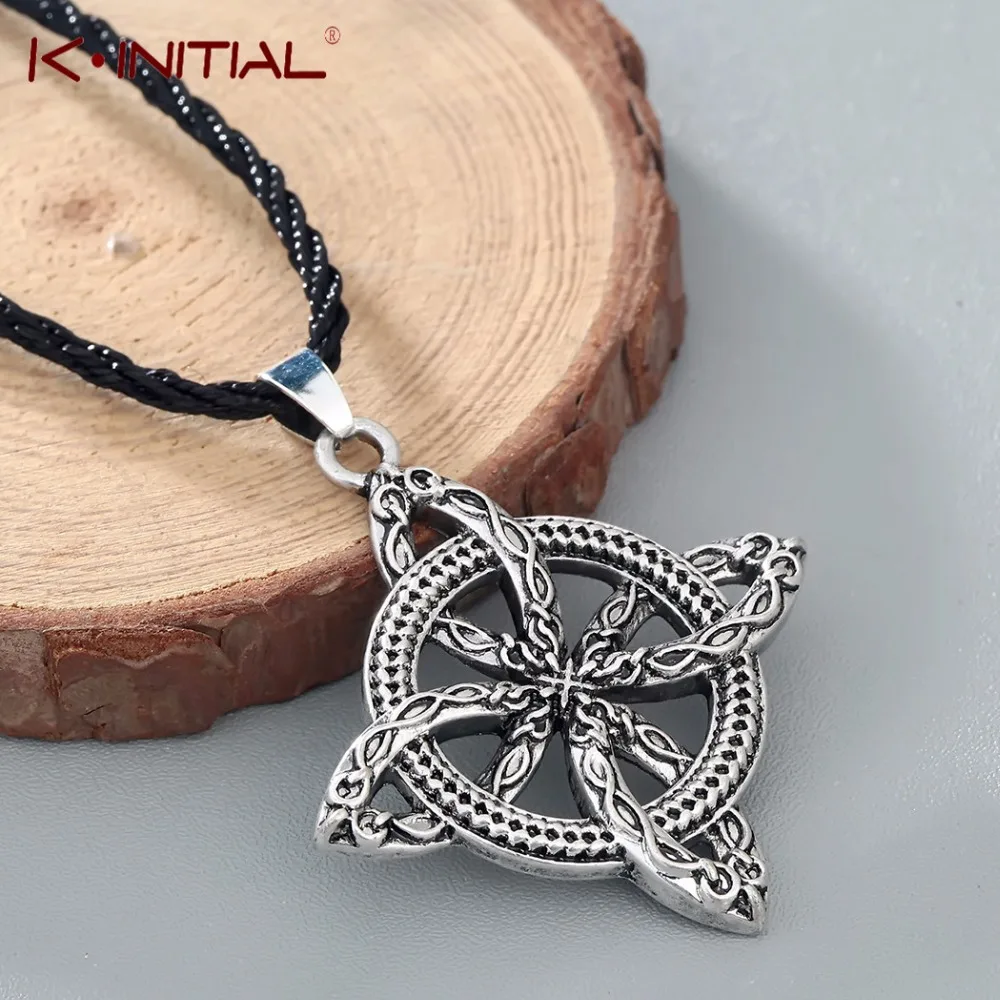 Kinitial Vintage Cross Necklaces Overcoming Grass Slavic Amulet Fern Flower Protect Against Illnesses Necklace Jewelry for Gift