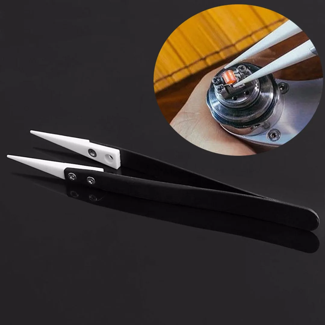1pcs New Ceramic Tipped Stainless Steel Tweezer Fine Pointed Tips Heat Resistant Hand  tools
