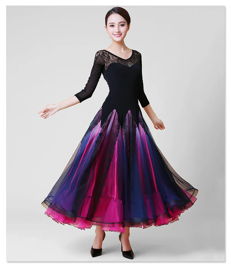 Ballroom Competition Dance Dress Adult Tango Flamenco Waltz Dancing Skirt Women Multi Color Ballroom Dance Dresses