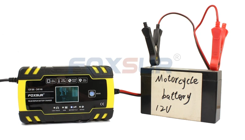 Imagem -04 - Foxsur-carregador de Bateria Inteligente com Display Lcd e Dessulfador 12v 8a 24v 4a 12v 24v 4a 12v 24v Efb Gel Agm Molhado