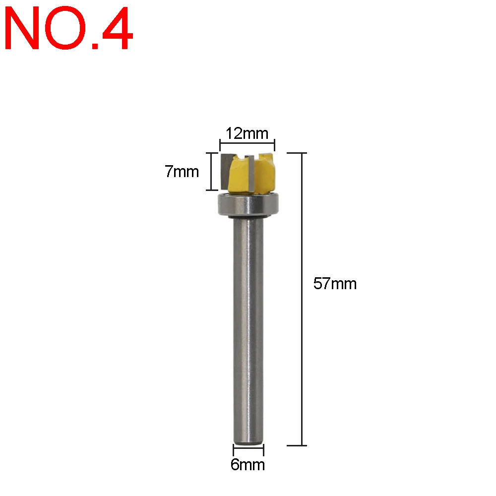 6mm round Shank Bearing Straight Flush Trim Router Bit 3Flute Top Tungsten bit Template Trim Woodworking Milling Cutter Tool