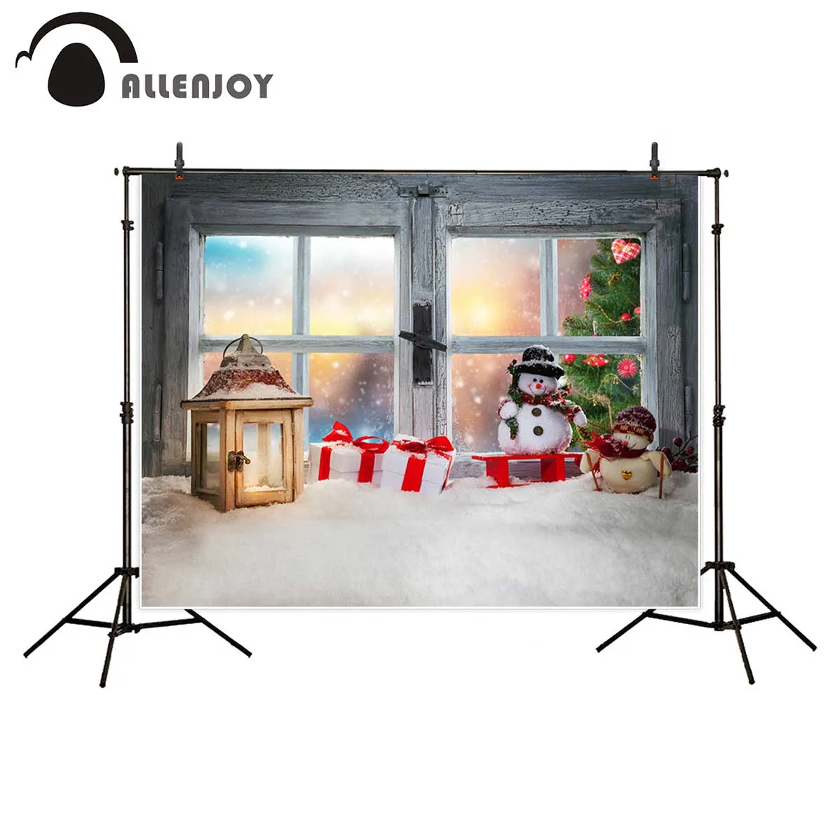 Allenjoy fotografie hintergrund weihnachten fenster sill dekoration schöne sunset view weihnachten baum hintergrund Foto studio