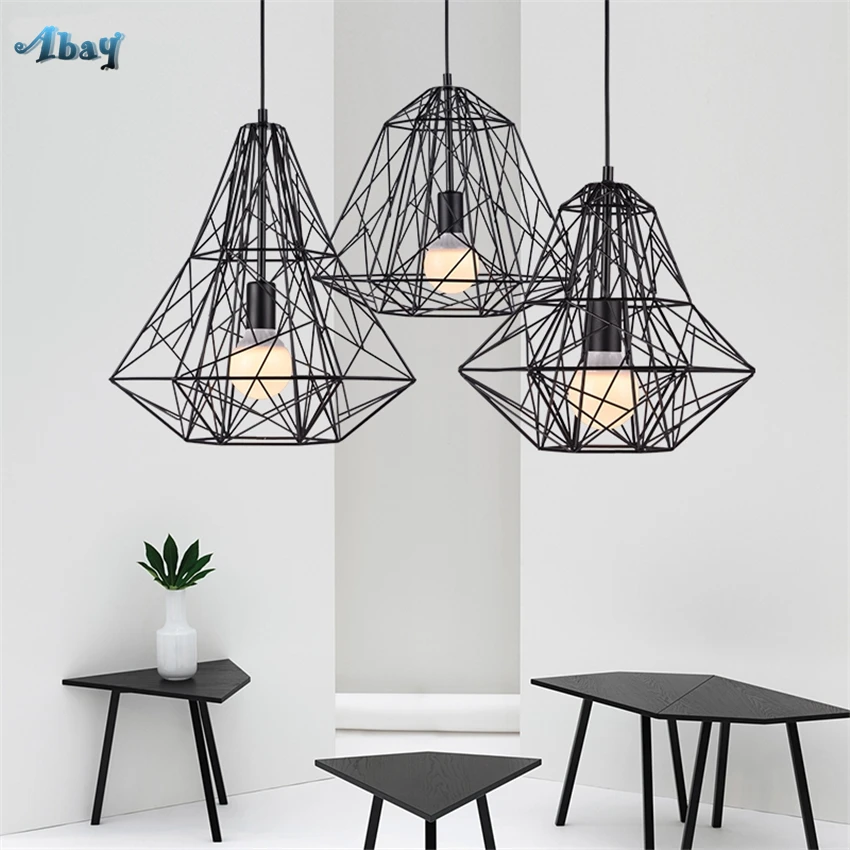 

Loft Industrial Bird Nest Diamond Iron Pendant Lights Dining Room Kitchen Restaurant Cafe Nordic Bar Lamps Hanging De Fixtures