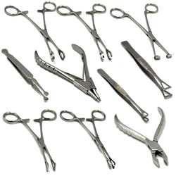 1Pc Surgical Steel Opening Closing Needle Ball Clamp Plier Different Open shape Tweezers Piercing Professional Puncture Tool