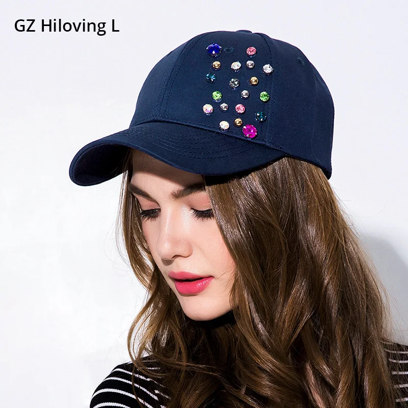 

GZHilovingL Spring Summer Casual Cotton Rhinestone Gorras Snapback Baseball Cap For Women Adjustable Snapback Hat Casquette 2018