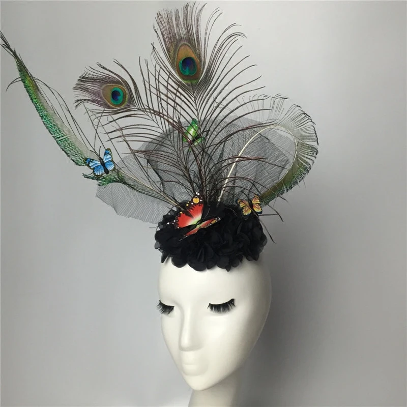 

Styling Tools Accessories Girls Princess Headwear Peacock Feather Hair Model Catwalk Movie Headdress Bride Photo Cosplay Props