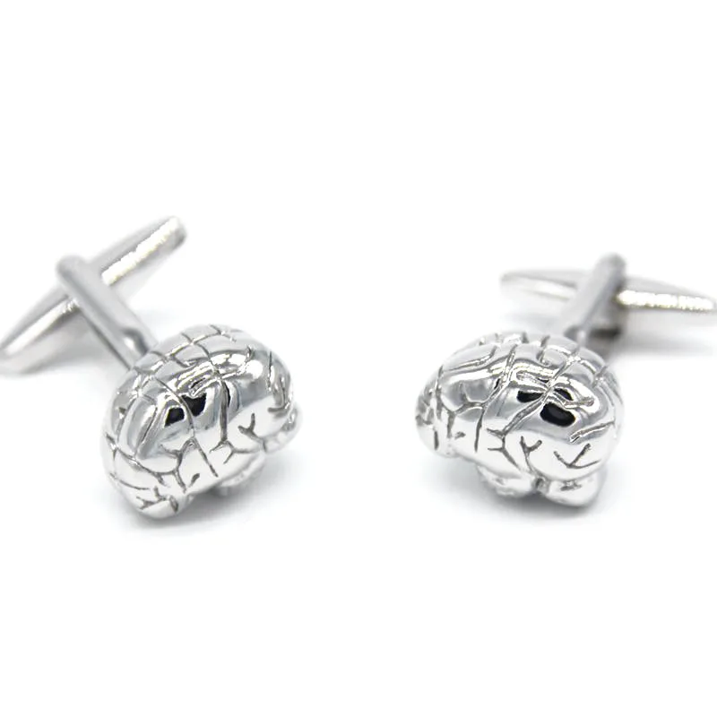 Wholesales&retail Me's Jewelry Brainstorm Business Gift Cufflinks Silver color Brain Shirt Wedding Unique Polished Free Shipping