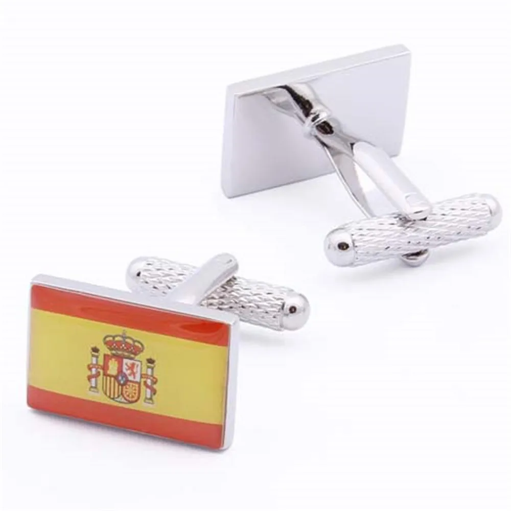 Everlasting Shine Kingdom of  Spain Espana Flag Party Wedding Men's Accessories Cuff Links