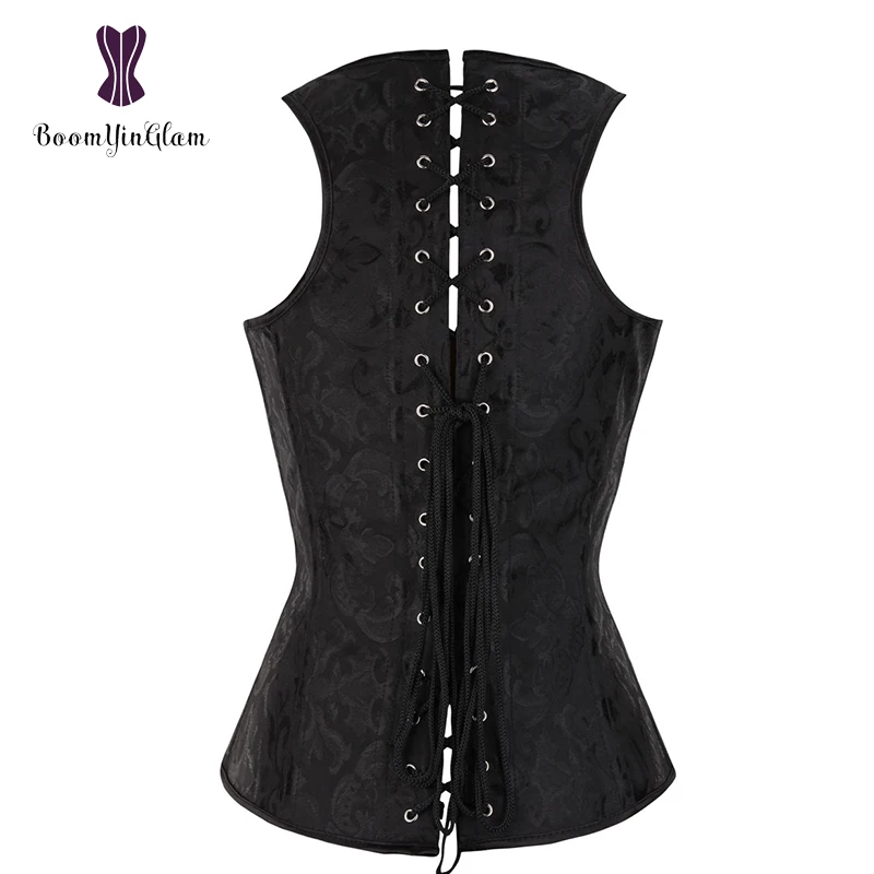 Plus Size Personality Straps Steel boned Women Vest Slimming Waist Cincher Shaper Brocade Body Shapewear Corset 824#