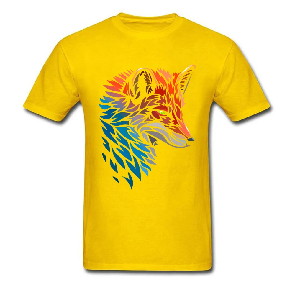 Tribal Fox Red Blue Tshirt Classic T Shirt Men\'s T-shirts Fashion Crew Neck Clothes Pure Cotton Tees Printed Tops Free Shipping