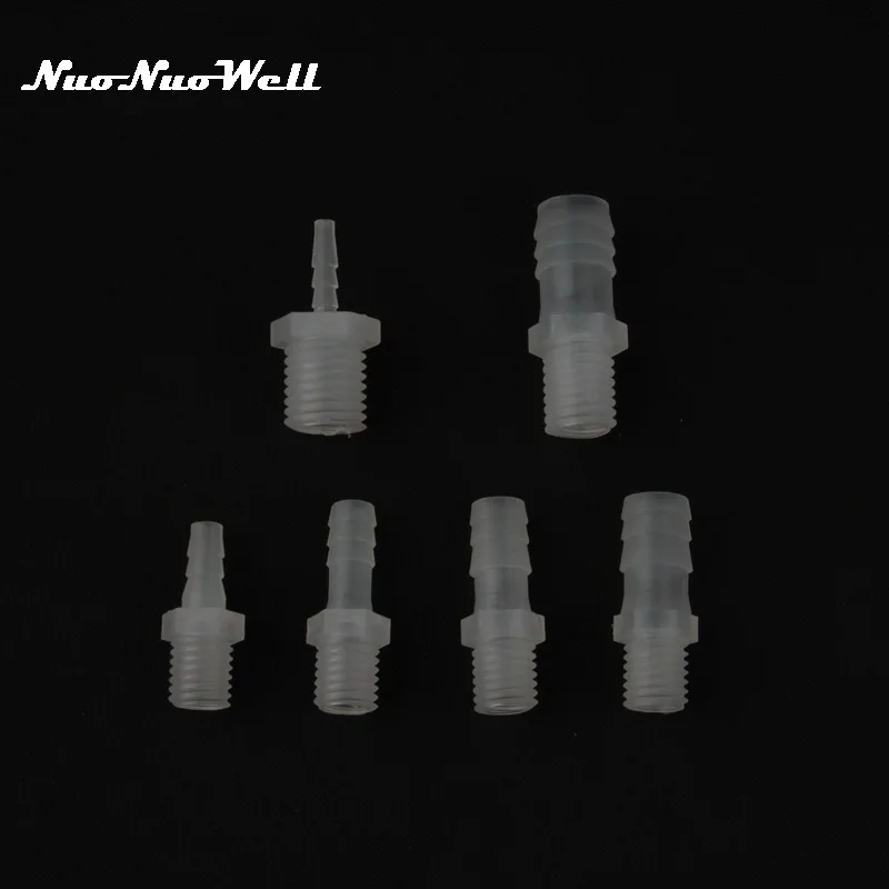 Male Thread Hose Straight Connector, Aquarium Fittings, Air Pump Pipe Adapter, Food Grade, M12, M14, M16, 4mm ~ 14mm, 5Pcs