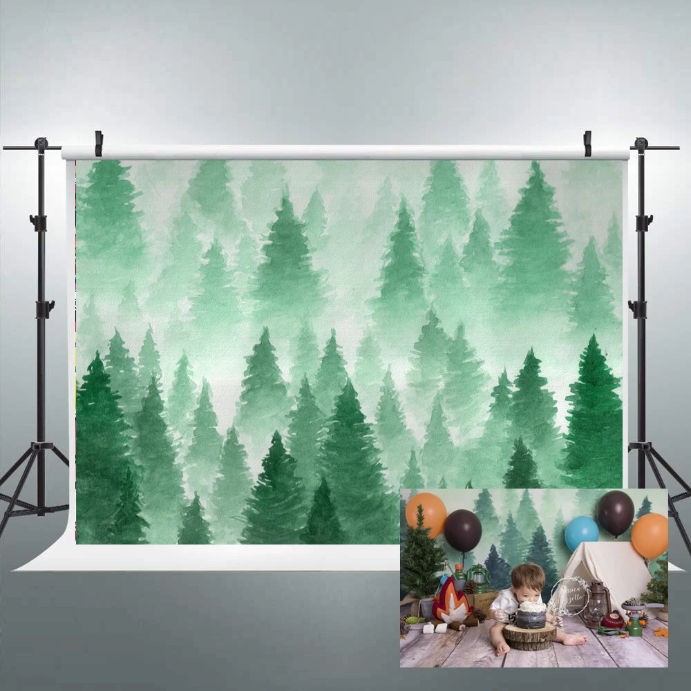 

BEIPOTO Christmas Backdrops Photography watercolor forest Pine Tree Photo Background baby kids summer Studio Prop party decor