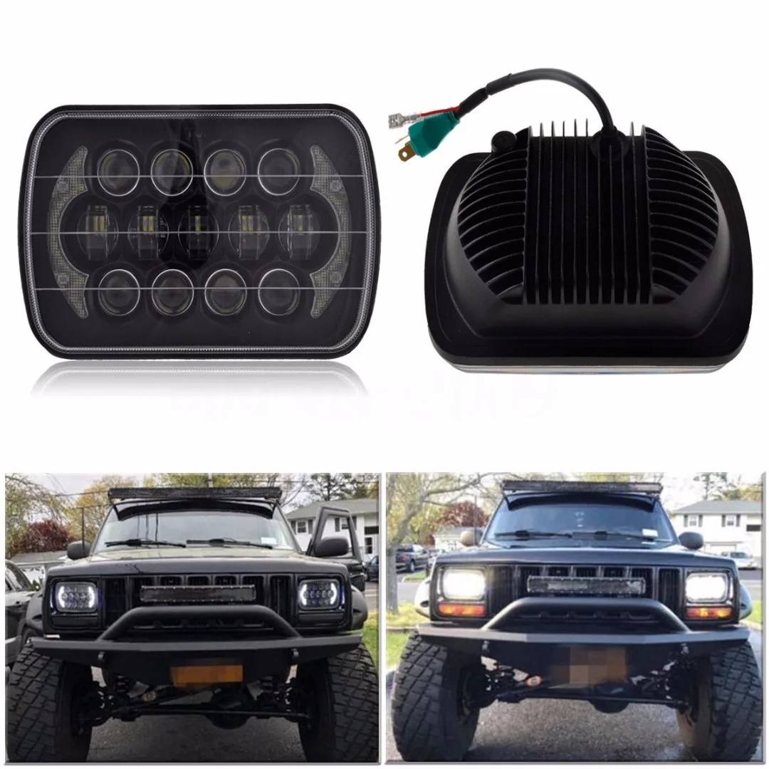 

Black 85W 7x6" 5X7" LED Projector Headlight Hi-Lo Beam DRL For Jeep Cherokee XJ