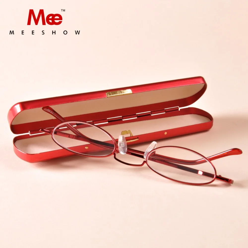 Meeshow Mini Reader With Case Stainless Steel Reading Glasses Power +1.0 to +3.5 High Quality Reading Glasses 1004