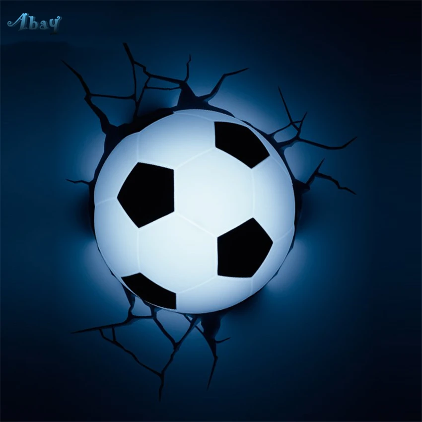 Mini Stereo Football 3D Crack Wallpaper Wall Lamps Night Lights Boy Room Living Room Decorative Bedroom Bedside Lamps Fixtures