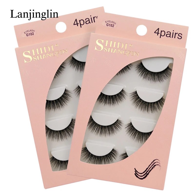 LANJINGLIN 3/4 pairs mink eyelashes false lashes mink 3d fake eyelash extension make up cilios natural long cruelty free lash