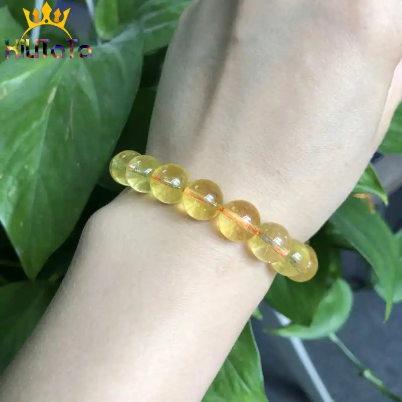 Yellow Citrines Crystal Beads Round Loose Stone Beads For Jewelry Making DIY Bracelet Necklace Accessories 15\'\' Strands 6/8/10mm