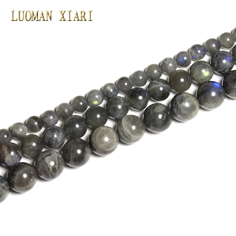 100% Natural AAA Quality Round Black Labradorit Stone Beads Loose For Jewelry Making DIY Bracelet Necklace  6/8/10mm Strand 15\'\'