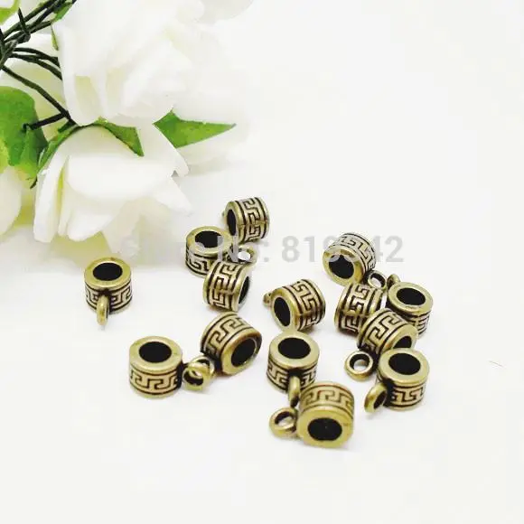 

Free Shipping 60pcs/lot 10x5mm Antique Bronze Pattern Bail Beads Jewelry Making Findings J0419