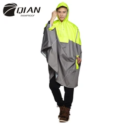 QIAN RAINPROOF Impermeable Outdoor Fashionable Rain Poncho Backpack Reflective Tape Design Climbing Hiking Travel Rain Cover