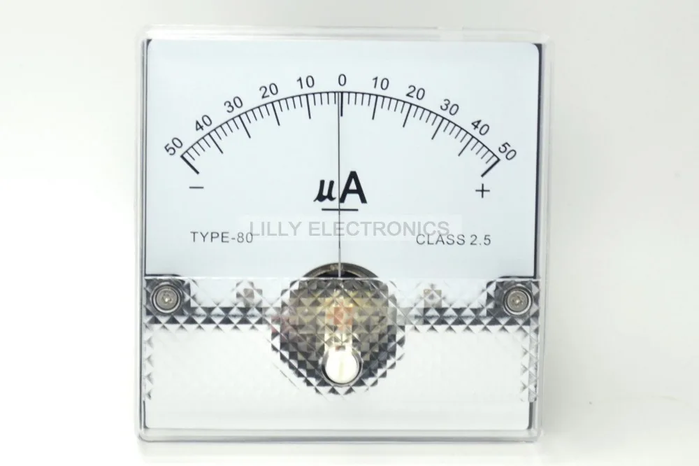 100pc SD-80 Panel Meter DC 50uA Class 2.5 80x80mm