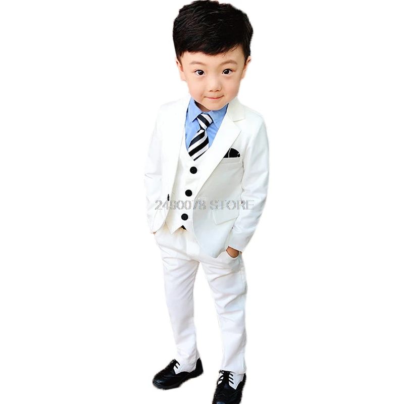 Flower Boys White Blazer Wedding Suit Brand Kids Ceremony Formal Suit with Bowtie Flower Boys Party Tuxedos Costume Suit