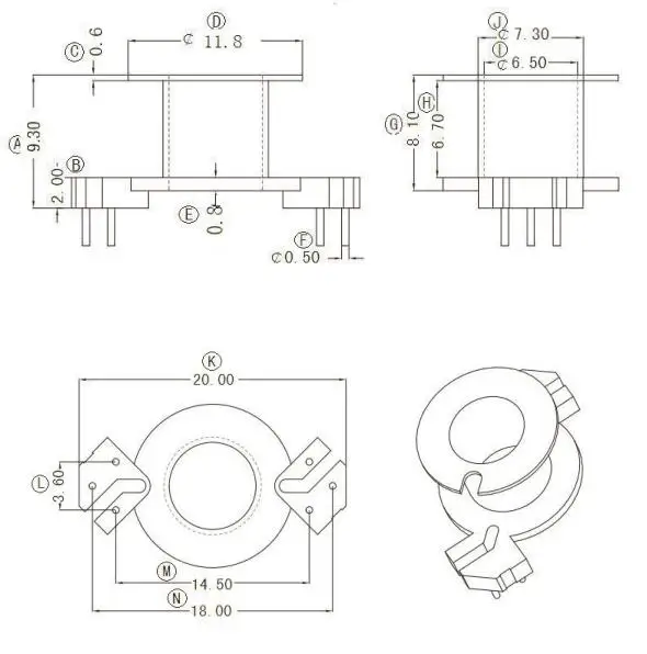 25pcs RM6 6pin Custom Transformer Pri 90 Turns Mexico