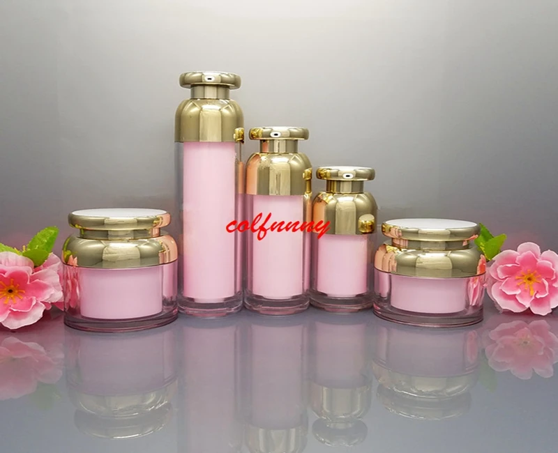 

15ml 30ml 50ml 100ml Empty Acrylic Pink Gold Essence Vacuum Pump Bottle Makeup Cream Jar Empty Cosmetic Container F060402