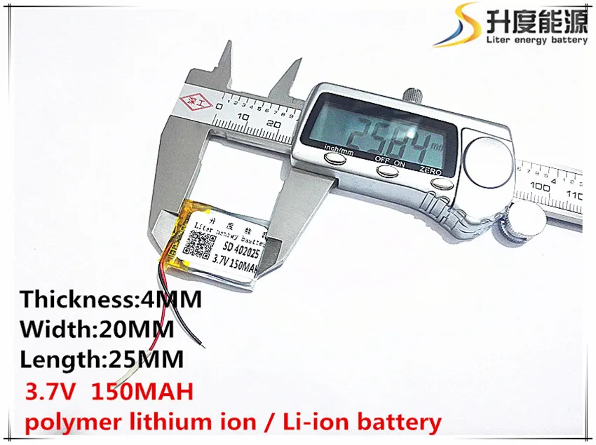 3.7 V 150 mAh 402025 แบตเตอรี่ลิเธียมโพลิเมอร์ Li - Po li ion แบตเตอรี่เซลล์สำหรับ Mp3 MP4 MP5 GPS PSP โทรศัพท์มือถือบลูทูธ