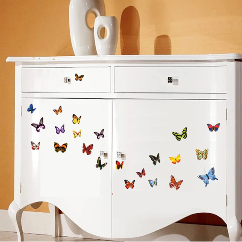 Colored 81 Butterflies 3D Wall Sticker DIY Wall Art Decals Living Room Romantic Flower Butterfly Stickers Home Decor Wallpaper