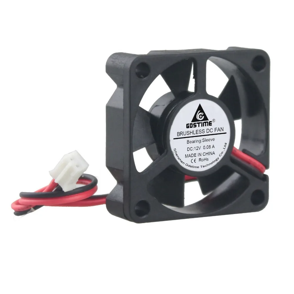 Gdstime 10 Pieces 12V 35x35x10mm Brushless DC Cooling Fan 2Pin 35mm x 10mm 3510s Mini PC Cooler Radiator