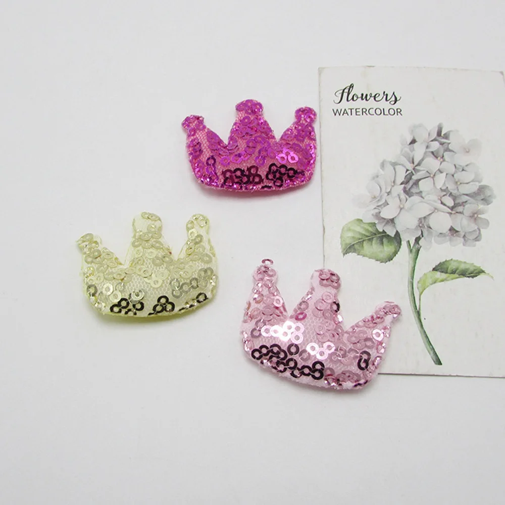 100pcs/lot sequin crown padded applique Crafts for headwear bag shoe garment DIY accessories