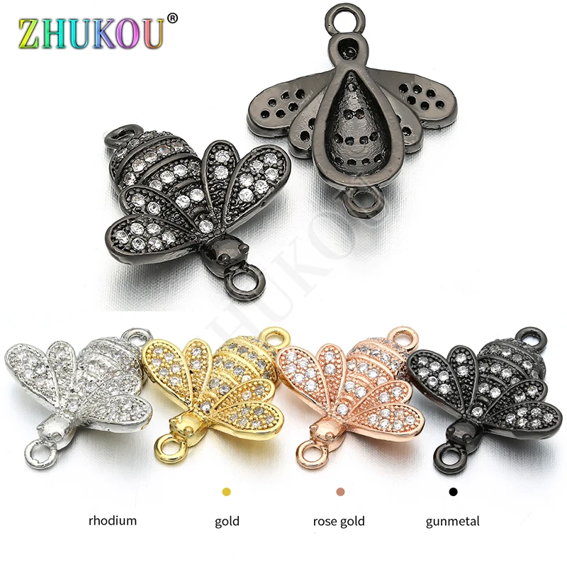 one piece 17*20mm Handmade Brass Cubic Zirconia Bees Chrams Connectors DIY Jewelry Bracelet Necklace Making Model: VS54