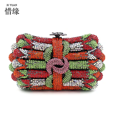 

XIYUAN Women Wedding Gem Evening Bags Lady Purse for Bride Diamonds Purses Handbag Handmade Bridal Party Phone Clutch Bags