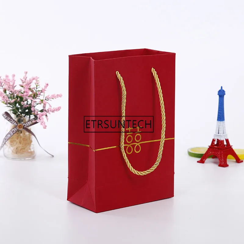 Chinese style Red Double Happiness Paper Gift Bags for Wedding Packaging Bag with Handle Party Favors