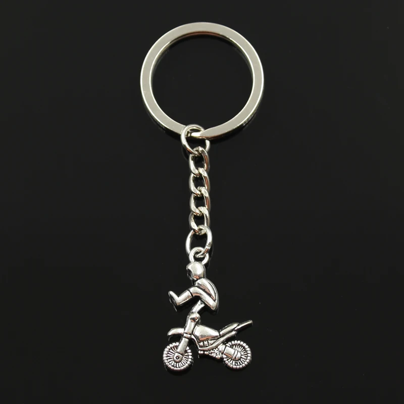 Fashion 30mm Key Ring Metal Key Chain Keychain Jewelry Antique Silver Color Plated Motorcycle Motorcross 29x23mm Pendant