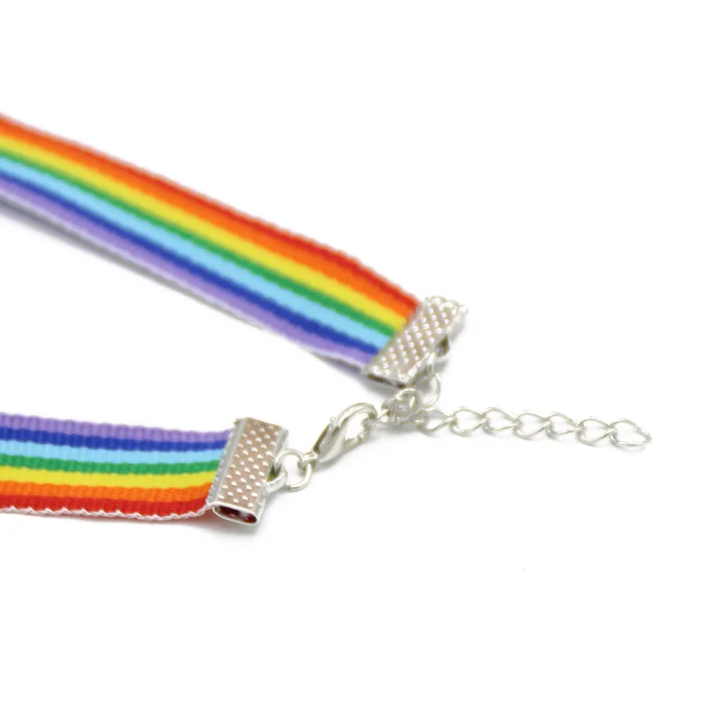 Fashion Rainbow Color Ribbon Choker Necklaces Women Gothic Punk Collar Female Statement Necklace Trinket Gift Collier Ras Du Cou