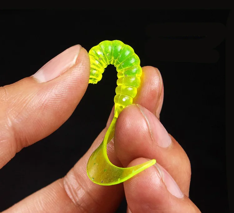 100pcs 5cm soft assorted color artificial worm grub fishing lures soft worm grub in fishing lure