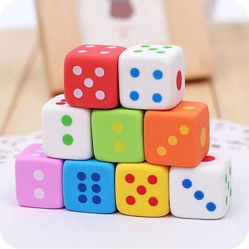 2PCS Kawaii Dice Design Eraser Candy Color Pencil Erasers Rubber Toys Stationery School Office Kids Supplies  (SS-2007)