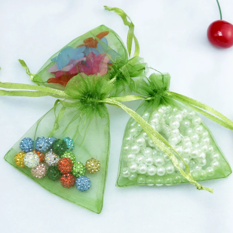 100pcs/lot Olive Color Darwalbe Organza Bags 5x7cm Small Wedding Favour Gift bag Jewellery Pouches