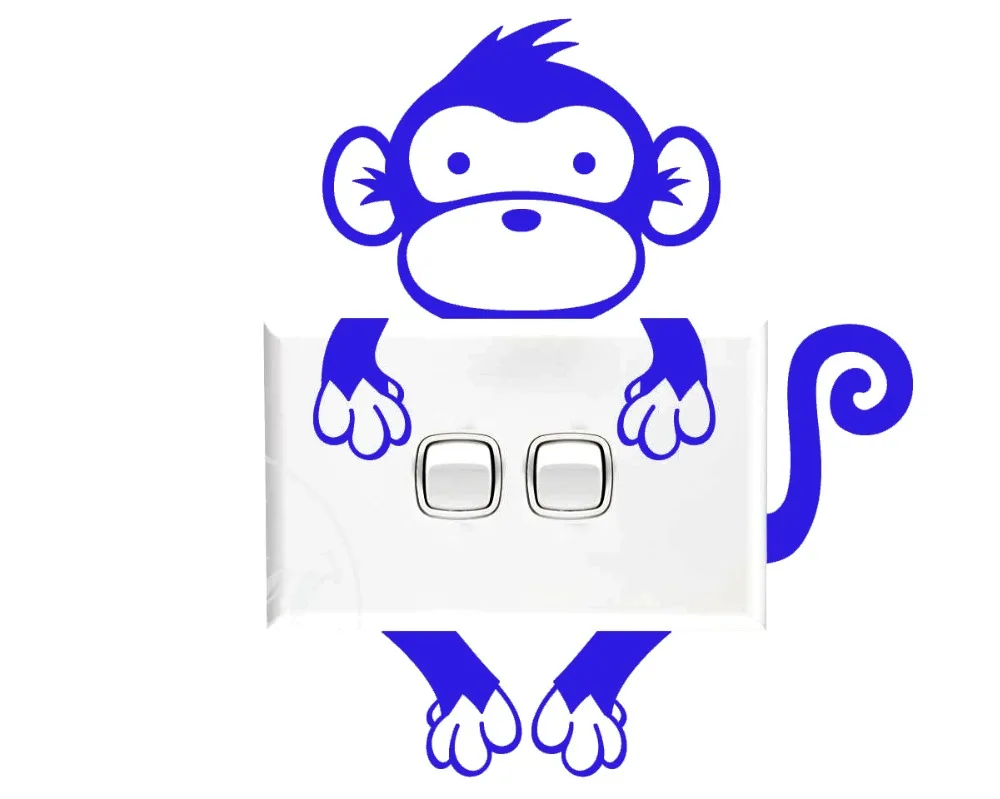 11*14cm Monkey Light Switch Decals Stickers Vinyl Wall Decals DIY Self-sticking Cute Home Decor Sticker Socket Removable LC1301