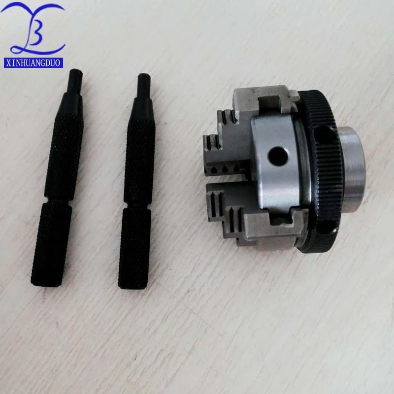 K02-50 50mm 수동 셀프 센터링 M14 스레드 마운트 가역 Jaws 미니 2 "4 Jaw 선반 척 카트리지 + 2pcs 잠금 막대