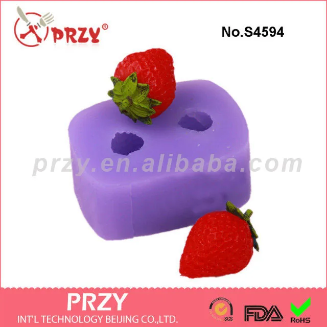 Strawberry Mold Soap Mold Silicone Fruit Soap Mold Moulds Aroma Stone Rubber PRZY For Soap 2 Hole Strawberry Silicone 001